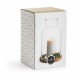 OAK LANTERN WITH CANDLE