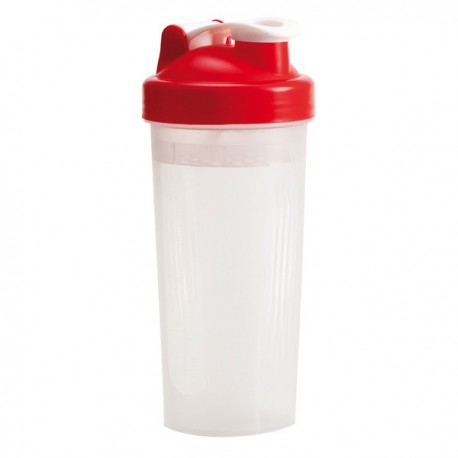 Shaker Muscle Up 600 ml, czerwony/transparentny 